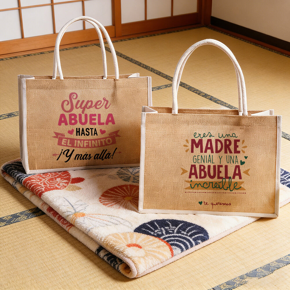Women Bags Jute - Sac en jute imprimé « Vous
