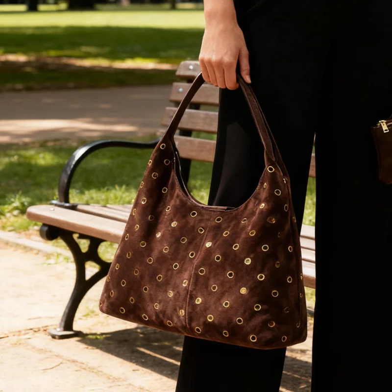Sac fourre-tout clouté en daim - Women Bags With Wallet avis et prix