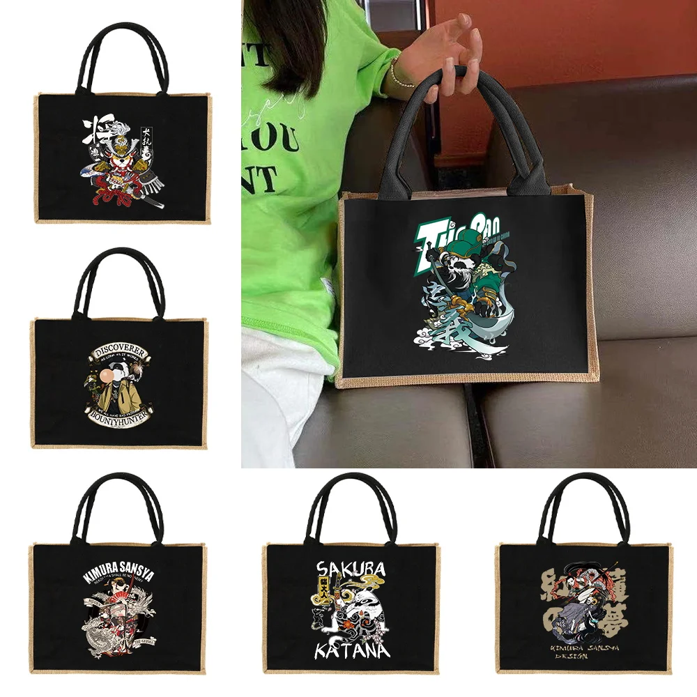 Sac fourre-tout en lin à motif - Women Bags Jute avis et prix